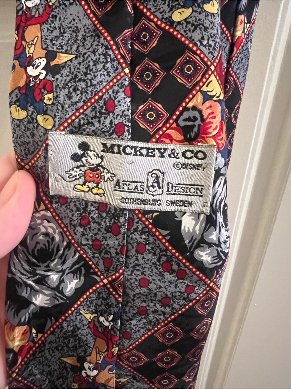 Mickey & Co Men's Novelty Tie in Black, Gray and Red